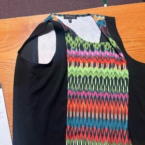 Slinky Brand Green and Orange Asymmetrical Tank Top